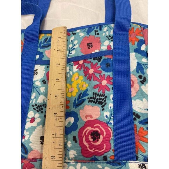 Blue flowers lunch tote 14x8” zipper insulated bag - Picture 6 of 7